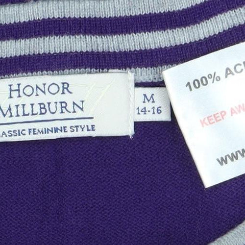 Honor Millburn Women's Purple Crew Neck Button Cardigan M
