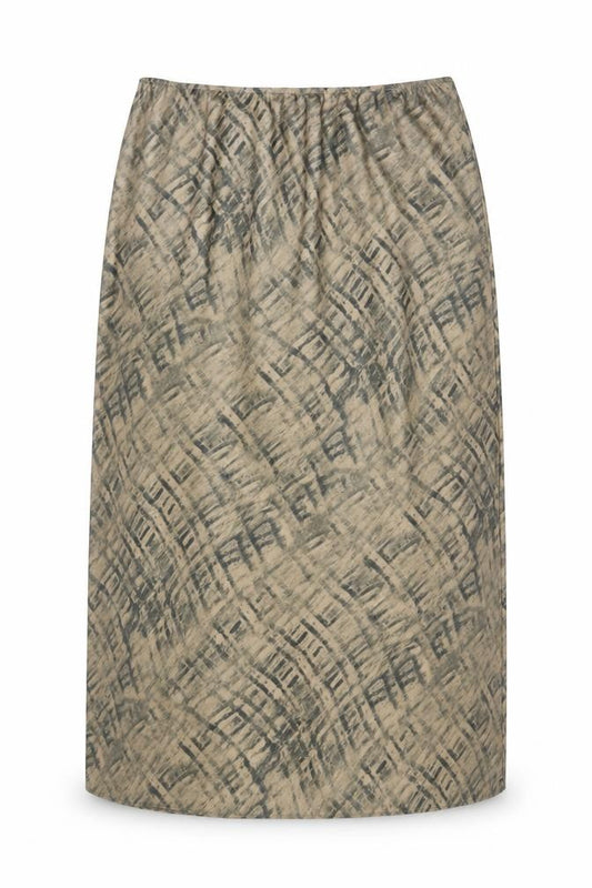 Front view of ASOS Women Beige Geometric Midi Bubble Hem Skirt, size 18