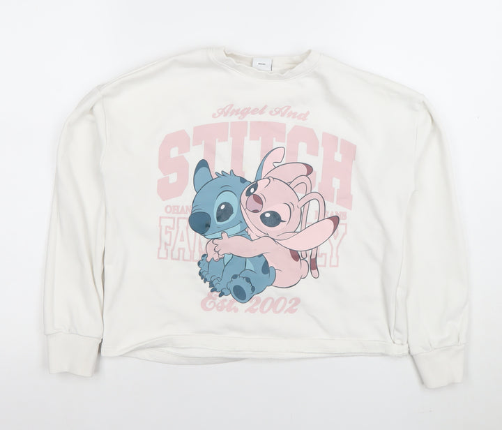 Disney Girls White Lilo & Stitch Pullover Sweatshirt 14 Years