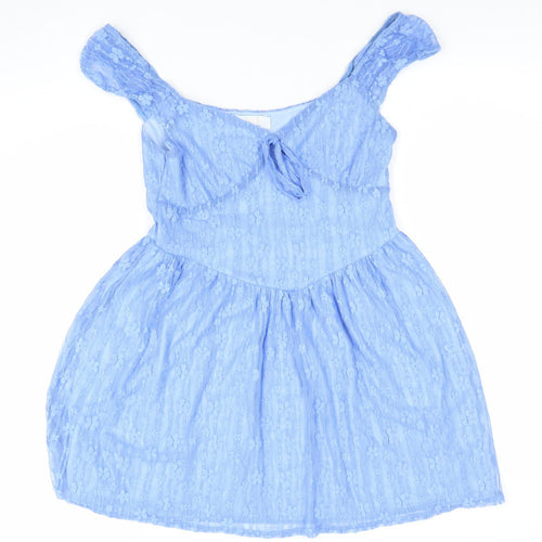 OUIZ Women's Blue Lace Fit & Flare Sleeveless Dress Size 12