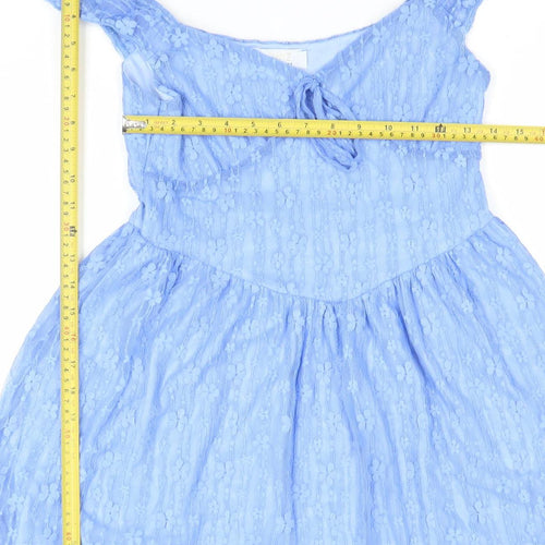 OUIZ Women's Blue Lace Fit & Flare Sleeveless Dress Size 12