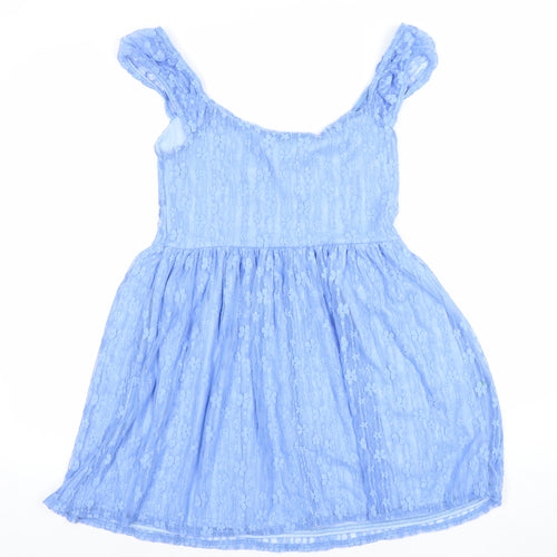 OUIZ Women's Blue Lace Fit & Flare Sleeveless Dress Size 12