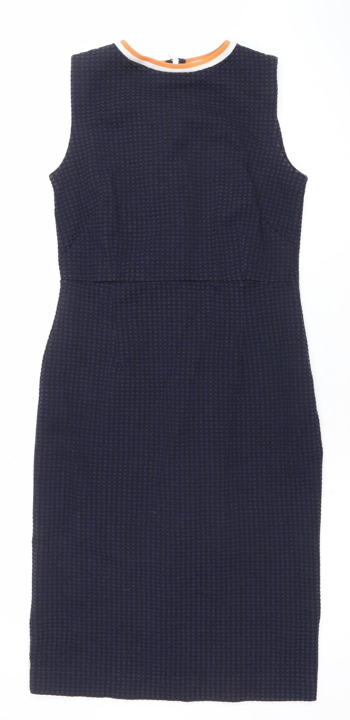 Next Women's Blue Check Bodycon Sleeveless Work Dress UK 12
