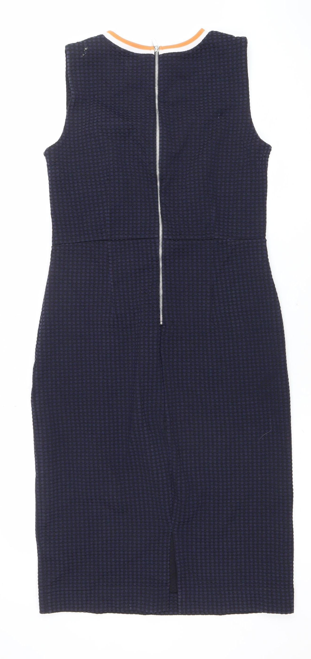 Next Women's Blue Check Bodycon Sleeveless Work Dress UK 12