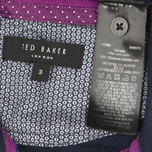 Ted Baker Men's Blue Long Sleeve Cotton Silk Polo Shirt Size M