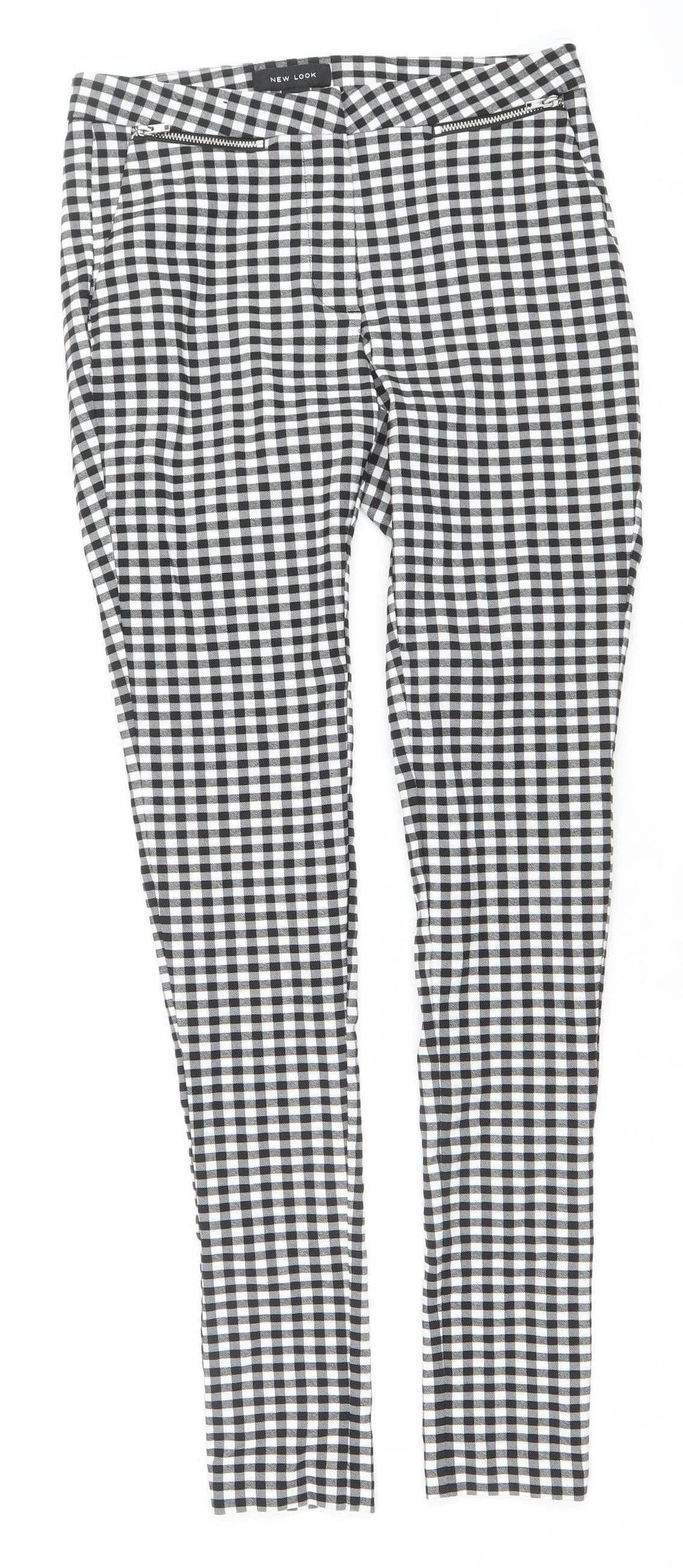 New Look Women’s Black Check Slim Fit Stretch Trousers Size 6