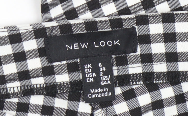 New Look Women’s Black Check Slim Fit Stretch Trousers Size 6
