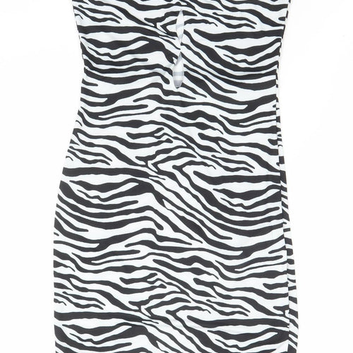 Pretty Little Thing Women’s Black Zebra Bodycon Strapless Dress Size 8