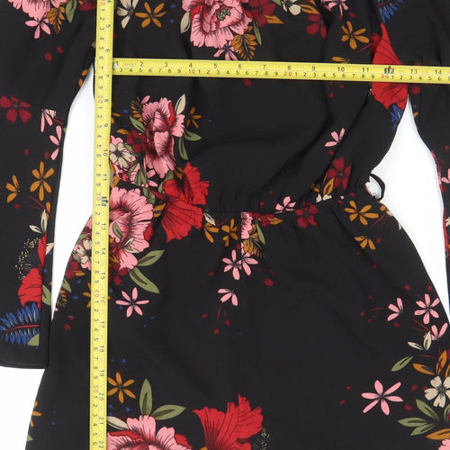 Parisian Women's Black Floral Off Shoulder Flared Sleeve Playsuit Size 10