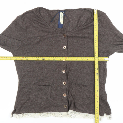 Mistral Women Brown Size 14 Cotton Blend Button Cardigan