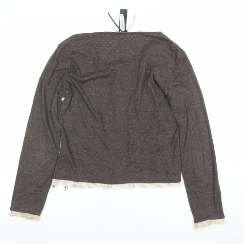 Mistral Women Brown Size 14 Cotton Blend Button Cardigan