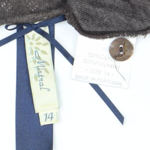 Mistral Women Brown Size 14 Cotton Blend Button Cardigan