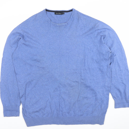 James Pringle Men’s Blue Cotton Crew Neck Jumper XL Classic Fit
