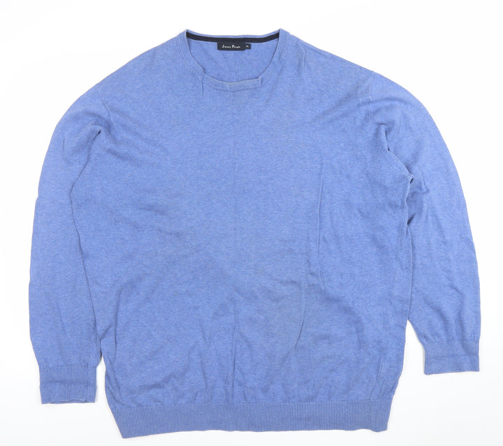 James Pringle Men’s Blue Cotton Crew Neck Jumper XL Classic Fit