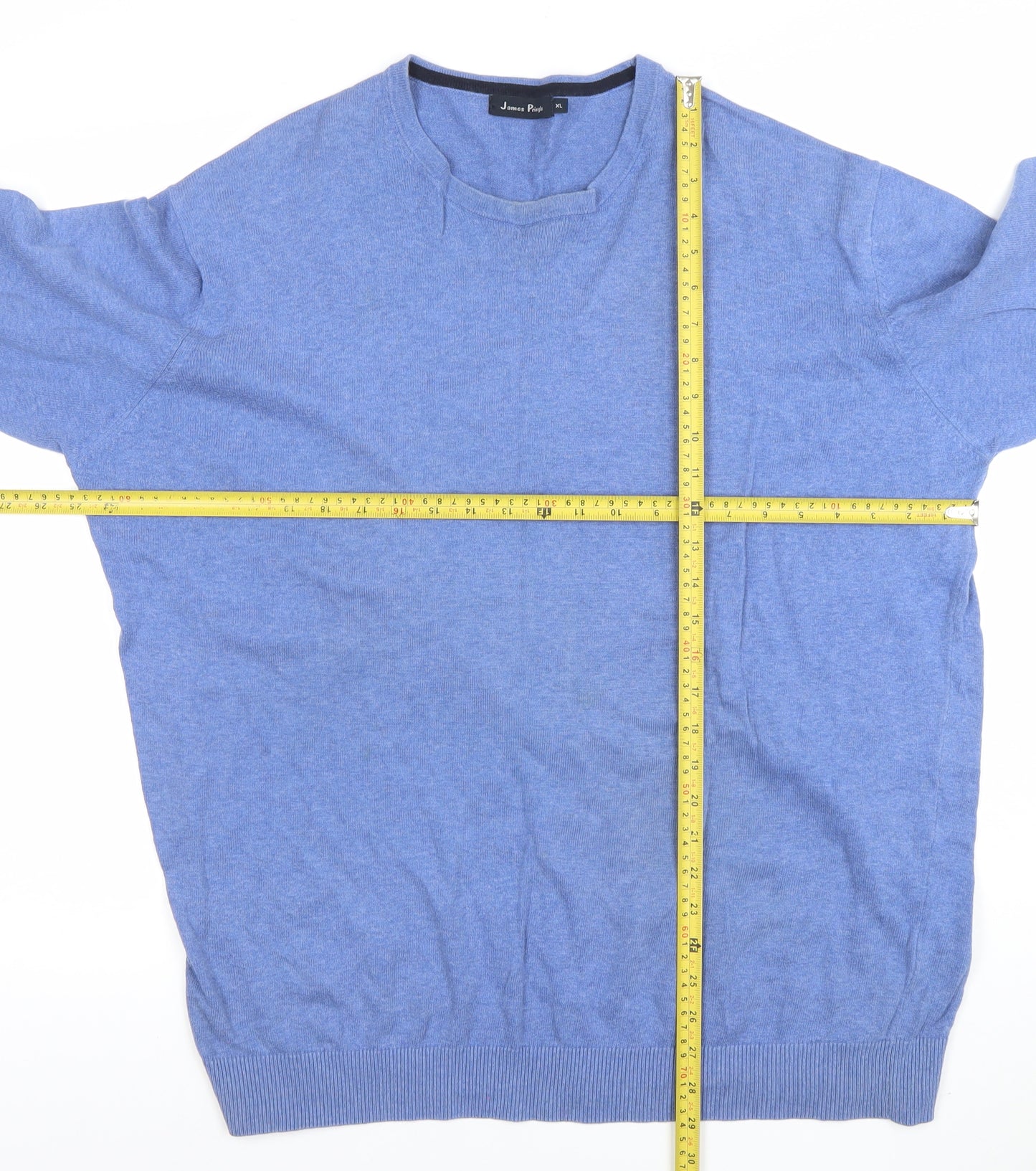 James Pringle Men’s Blue Cotton Crew Neck Jumper XL Classic Fit