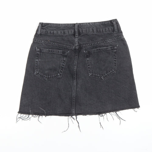 Topshop Women’s Black Embroidered Denim Mini Skirt UK 8