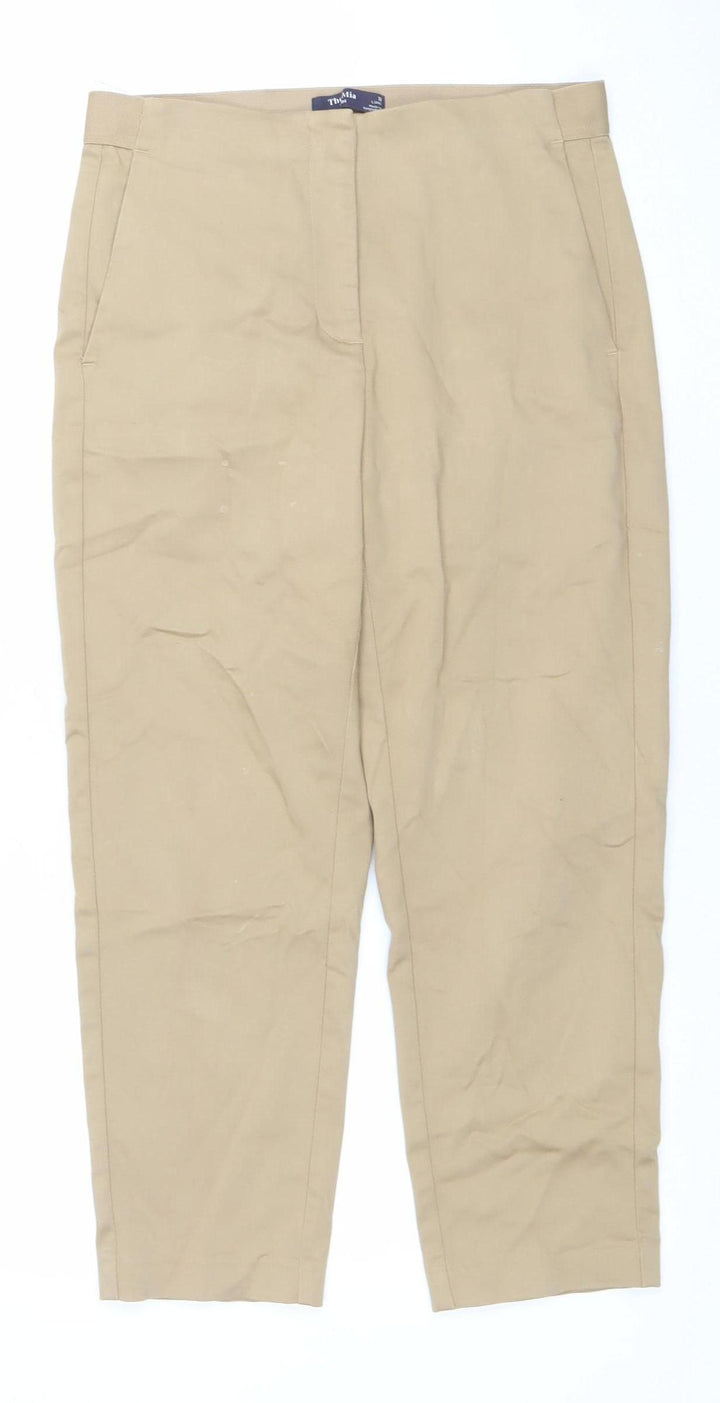 Marks and Spencer Womens Beige Chino Trousers Size 10 Long