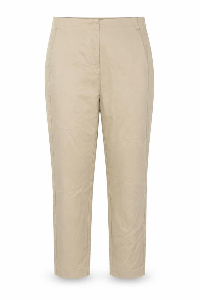 Front view of Marks & Spencer women’s beige chino trousers, size UK 10, long