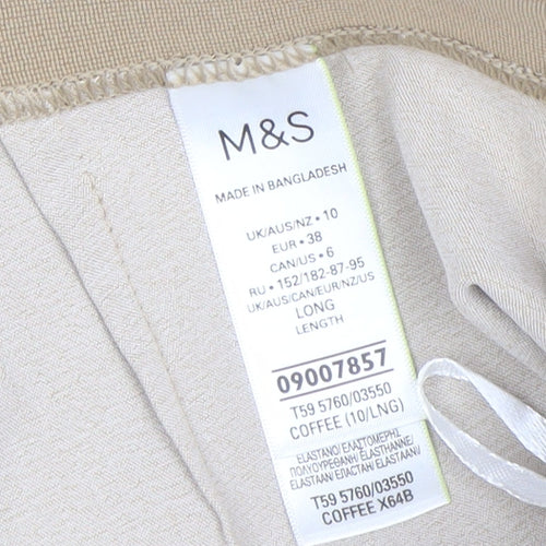 Marks and Spencer Womens Beige Chino Trousers Size 10 Long