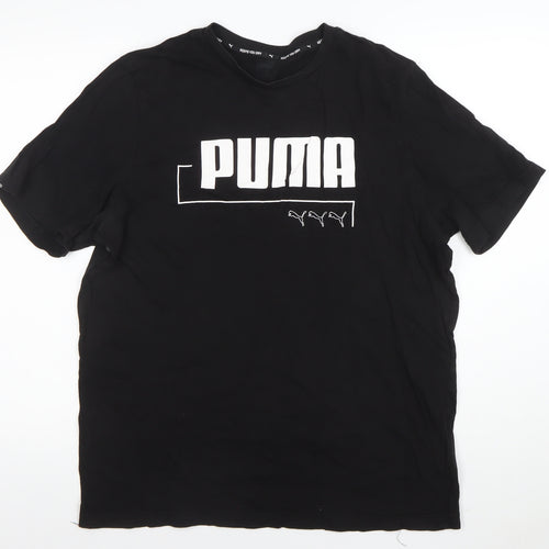 Puma Men's Black Moisture Wicking Large Logo Sports T-Shirt Size L