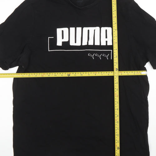 Puma Men's Black Moisture Wicking Large Logo Sports T-Shirt Size L