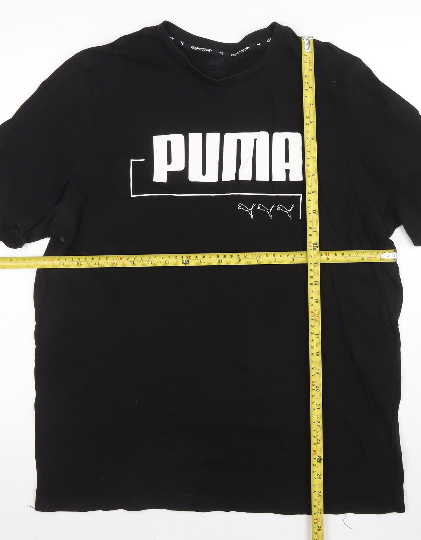 Puma Men's Black Moisture Wicking Large Logo Sports T-Shirt Size L