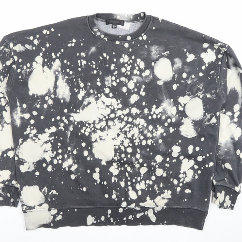 Missguided Women Black & White Tie Dye Pullover Sweatshirt UK 8