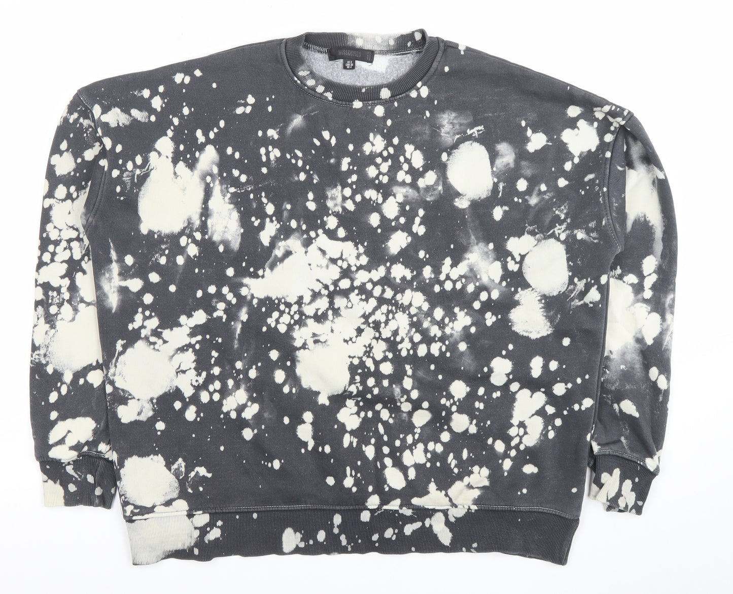 Missguided Women Black & White Tie Dye Pullover Sweatshirt UK 8