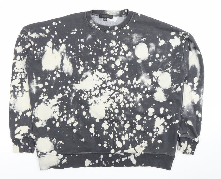 Missguided Women Black & White Tie Dye Pullover Sweatshirt UK 8