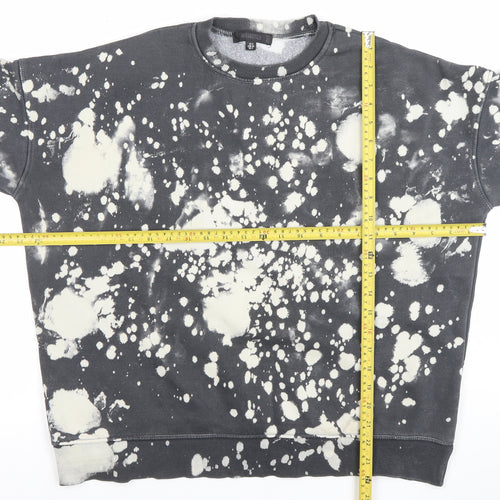 Missguided Women Black & White Tie Dye Pullover Sweatshirt UK 8