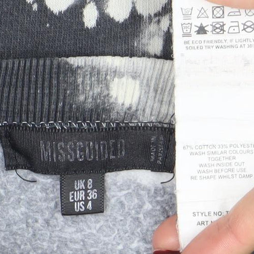 Missguided Women Black & White Tie Dye Pullover Sweatshirt UK 8