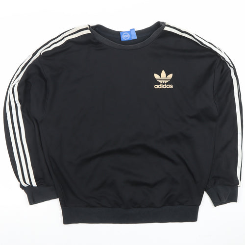 Adidas Women Black Crew Neck Pullover Sweatshirt Size S Cotton Blend
