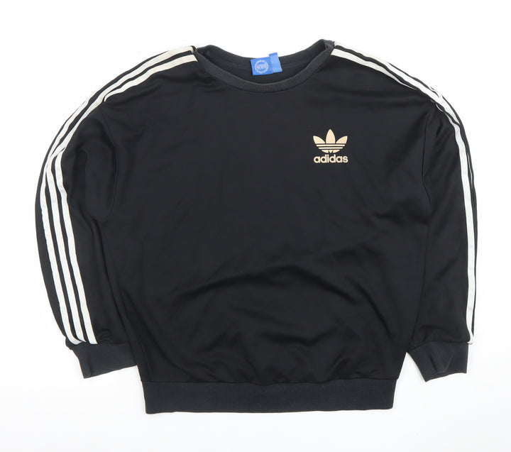 Adidas Women Black Crew Neck Pullover Sweatshirt Size S Cotton Blend