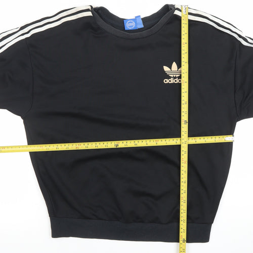 Adidas Women Black Crew Neck Pullover Sweatshirt Size S Cotton Blend