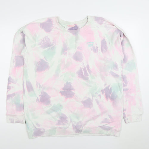 Strong Girls Club Women's Pink Tie-Dye Organic Cotton Pullover Sweatshirt L