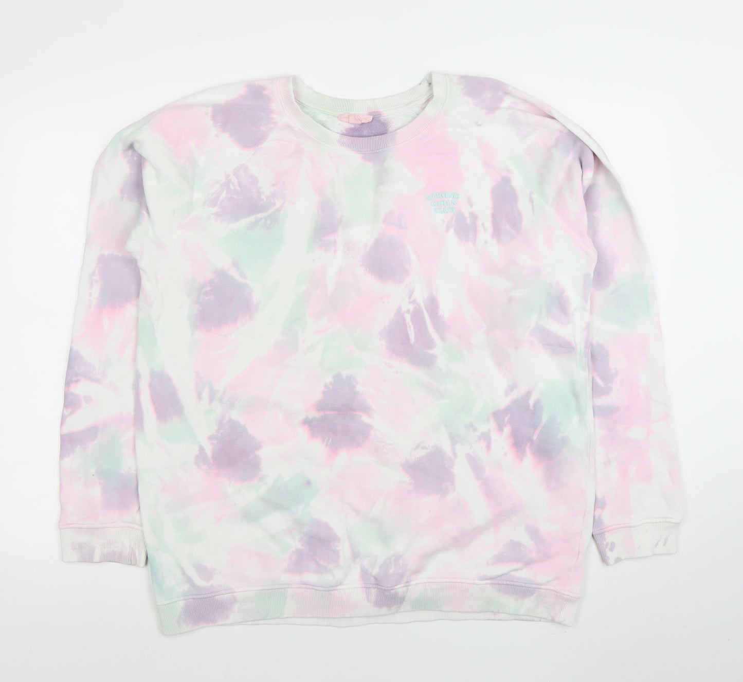 Strong Girls Club Women's Pink Tie-Dye Organic Cotton Pullover Sweatshirt L