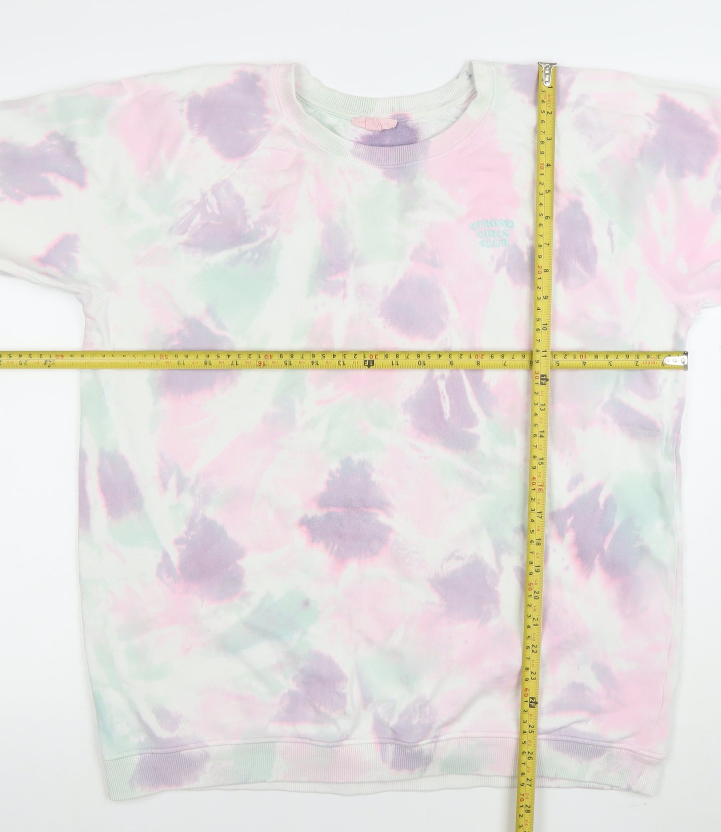 Strong Girls Club Women's Pink Tie-Dye Organic Cotton Pullover Sweatshirt L