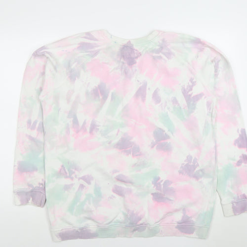 Strong Girls Club Women's Pink Tie-Dye Organic Cotton Pullover Sweatshirt L