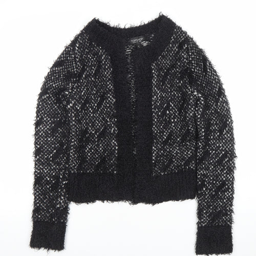 Topshop Women's Black Knit Cardigan Size 8 Crew Neck Long Sleeve