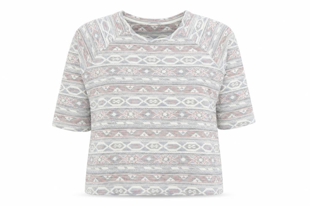 Front view of Tu Women’s Multicoloured Geometric Knit T-Shirt, size UK 18