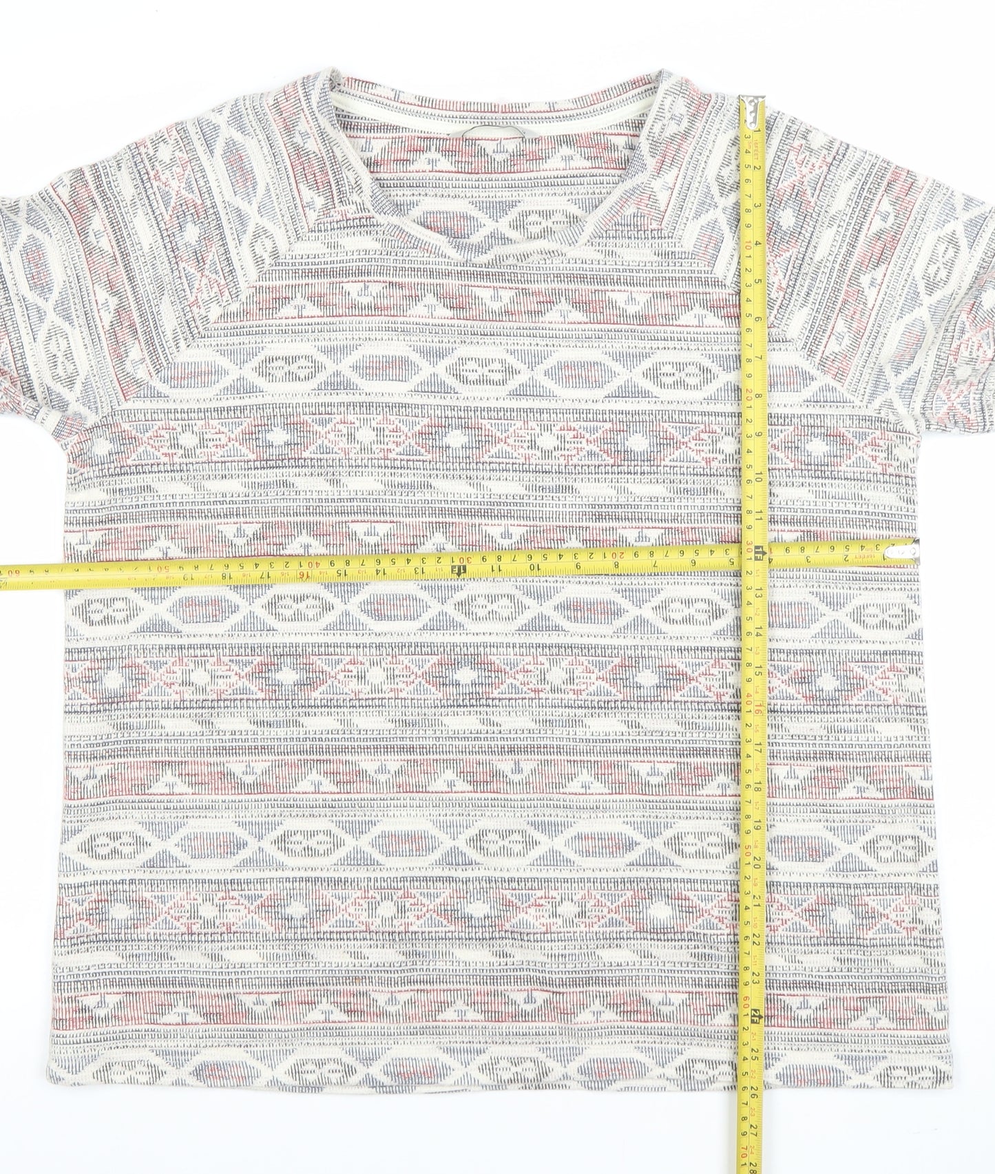 Tu Women’s Multicoloured Geometric Knit T-Shirt Size 18