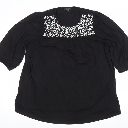 JD Williams Women's Black Embroidered Tunic Blouse Size 18