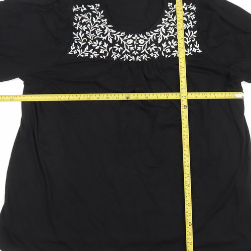 JD Williams Women's Black Embroidered Tunic Blouse Size 18