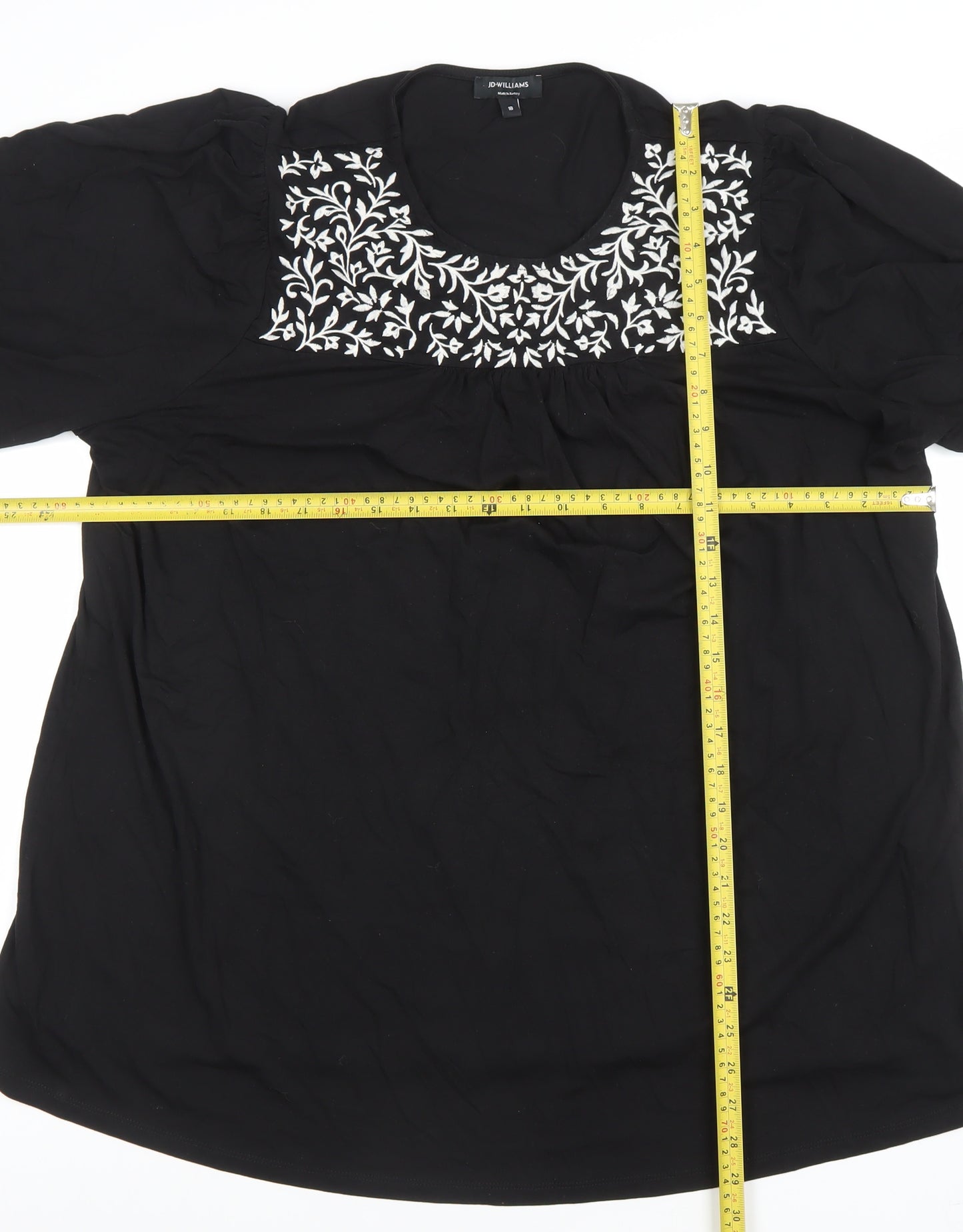 JD Williams Women's Black Embroidered Tunic Blouse Size 18