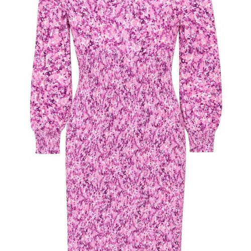 Boohoo Women’s Pink Floral Bodycon Midi Dress Size 12 Long Sleeve