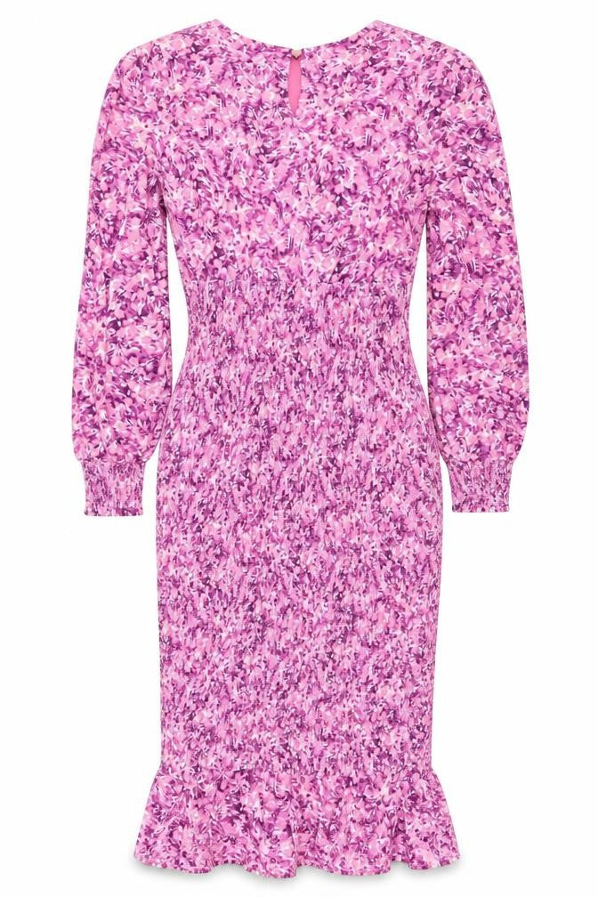 Boohoo Women’s Pink Floral Bodycon Midi Dress Size 12 Long Sleeve