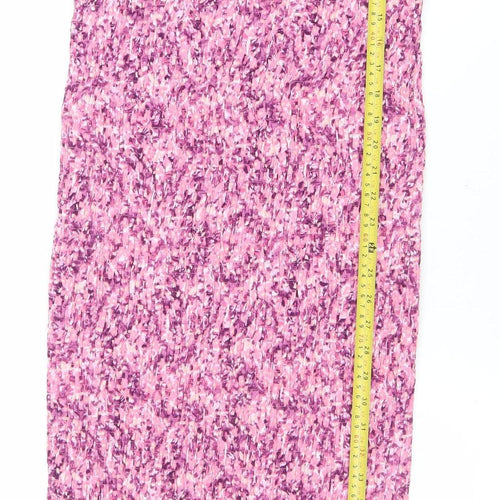 Boohoo Women’s Pink Floral Bodycon Midi Dress Size 12 Long Sleeve
