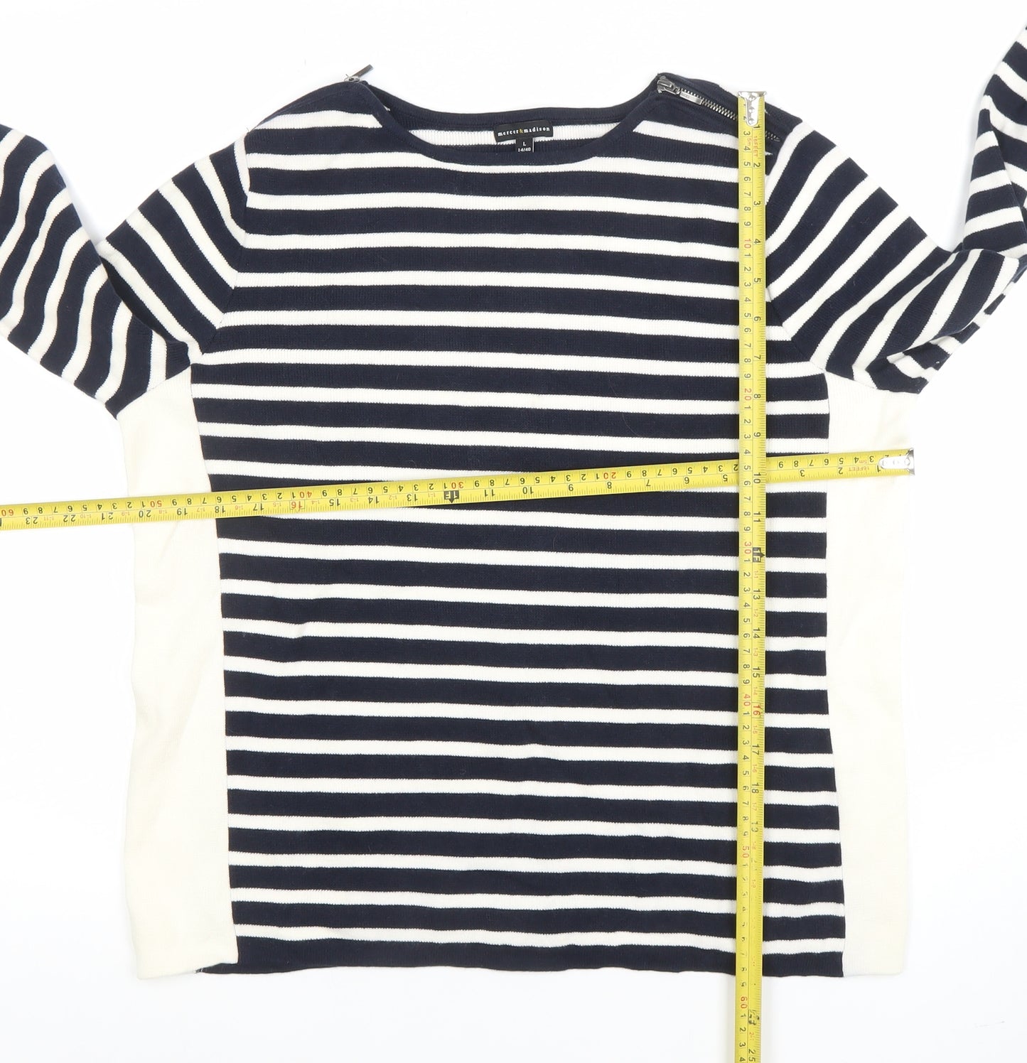 Mercer & Madison Women's Blue Striped Cotton Jumper Size 14 L