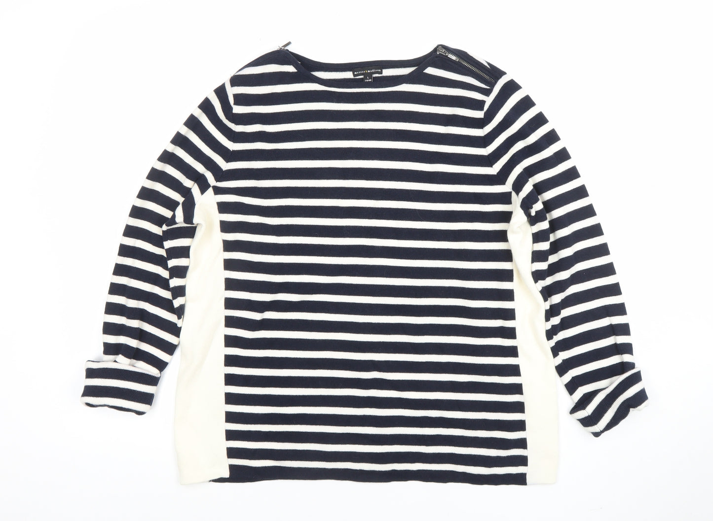 Mercer & Madison Women's Blue Striped Cotton Jumper Size 14 L
