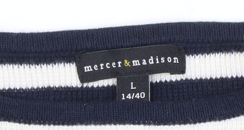 Mercer & Madison Women's Blue Striped Cotton Jumper Size 14 L